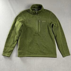 Stio Sweater Mens Medium Green Quarter 1/4 Zip Stretch Pullover Outdoor Hiking